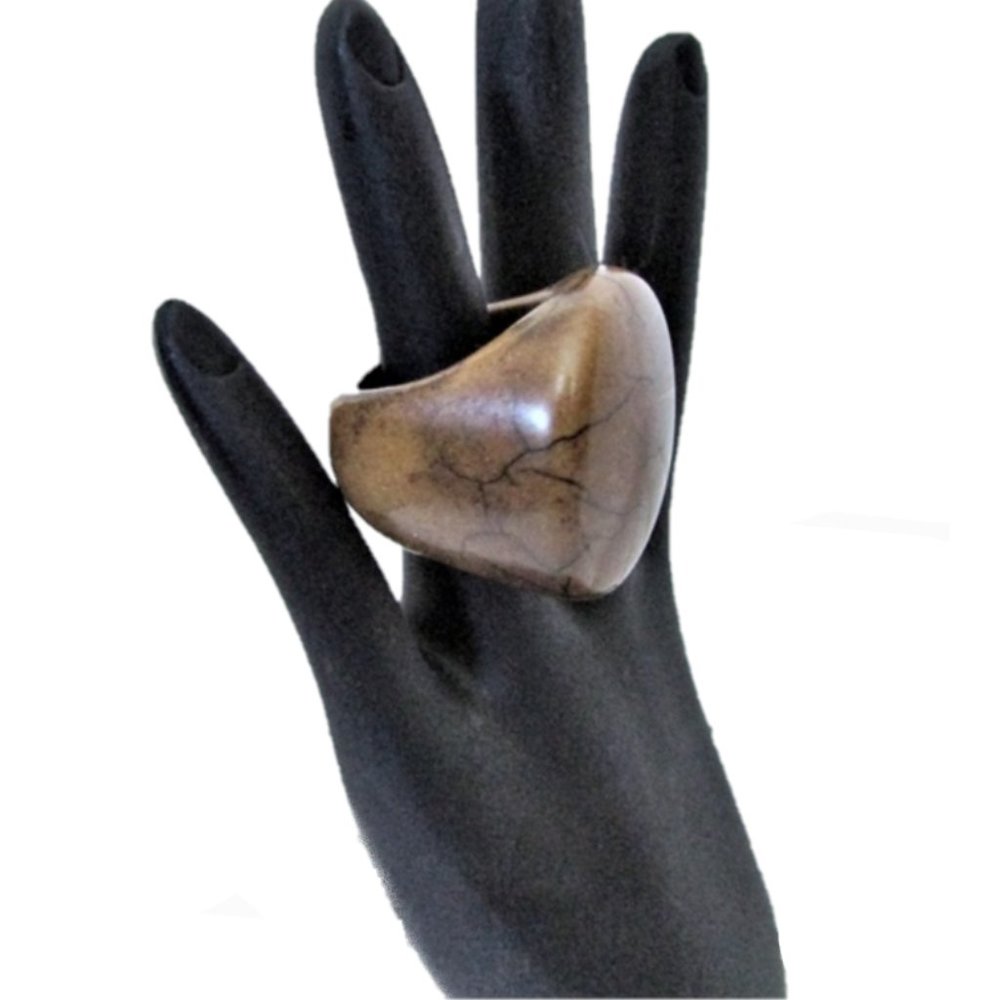 Taupe Turquoise Ring Dyed Solid Howlite Stone 9